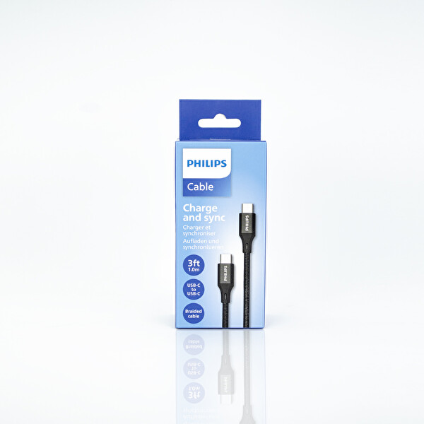 Philips DLC5531C 00 1.2 M 480 Mbps Siyah Örgülü C To C Şarj Kablosu 4