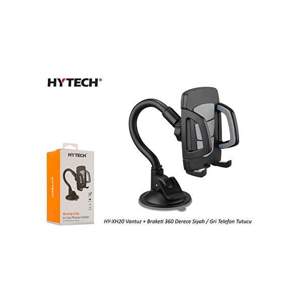 Hytech HY-XH20 Vantuz + Braketi 360 Derece Siyah Gri Telefon Tutucu