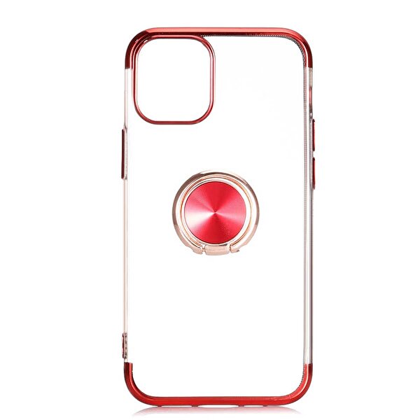 Gpack Apple iPhone 12 Pro Max Gess Yüzüklü Mıknatıslı Silikon Kılıf + Nano Glass Kırmızı