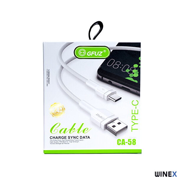 Winex CA58 2.4 A USB A To Type-C Beyaz Data ve Hızlı Şarj Kablosu