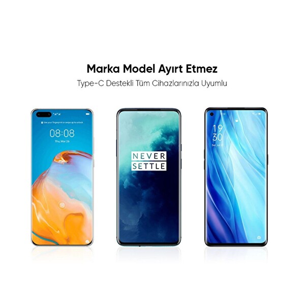 Omars OMCB018A USB 3.1 Type-C 3 A Siyah Hızlı Şarj ve Data Kablosu