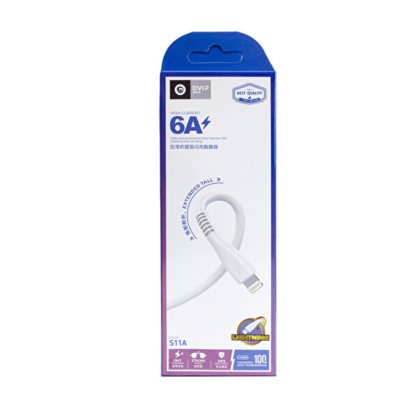 Dvip S11A 6A USB-A To Lightning Beyaz Hızlı Data ve Şarj Kablosu