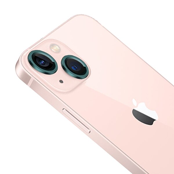 Eiroo Apple iPhone 13 Metal Kenarlı Cam Yeşil Kamera Lensi Koruyucu