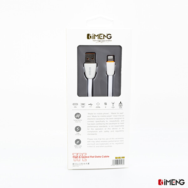 İMENG ML109 3.1A USB A To Lightning Beyaz Data Ve Hızlı Şarj Kablosu
