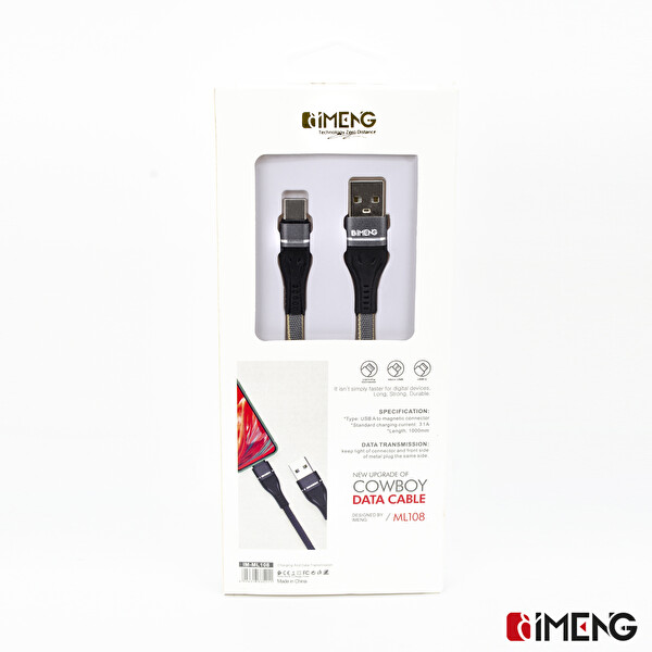 İMENG ML108 3.1A USB A To Type-C Örgülü Gri Data Ve Hızlı Şarj Kablosu