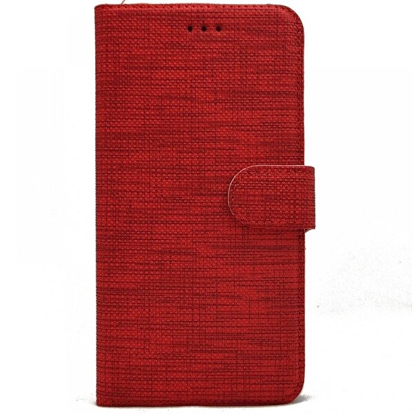 Teleplus Samsung Galaxy S10 Kumaş Spor Standlı Cüzdan Kırmızı Kılıf