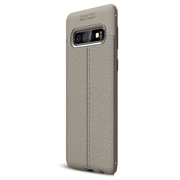 Gpack Samsung Galaxy S10 Niss Silikon Deri Görünümlü Bej Kılıf