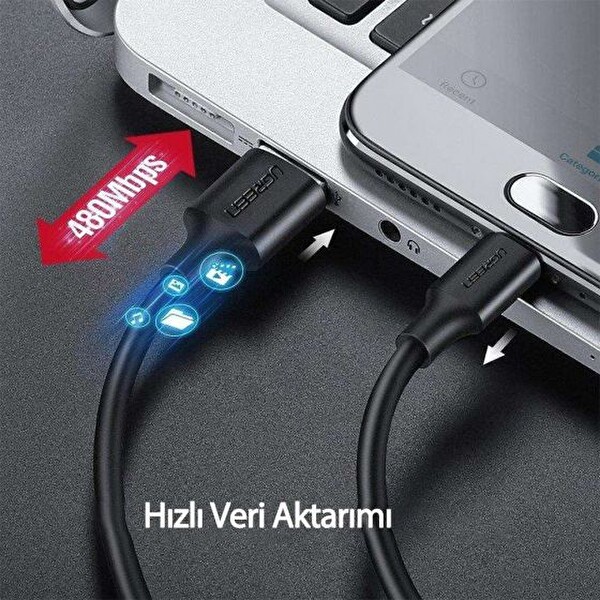 Ugreen Örgülü USB Type-C 2 M Beyaz Şarj ve Data Kablosu