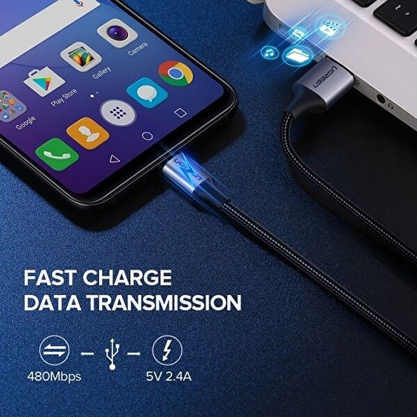 Ugreen Premium Micro USB 1 M Silver Şarj ve Data Kablosu