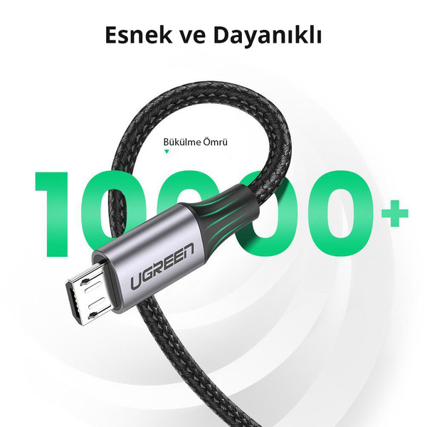 Ugreen Premium Micro 1 M Siyah USB Şarj ve Data Kablosu