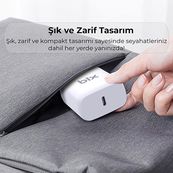 Bix BX-CL20TA 20 W PD Hızlı Şarj Adaptörü - 3A USB-C Lightning Kablo