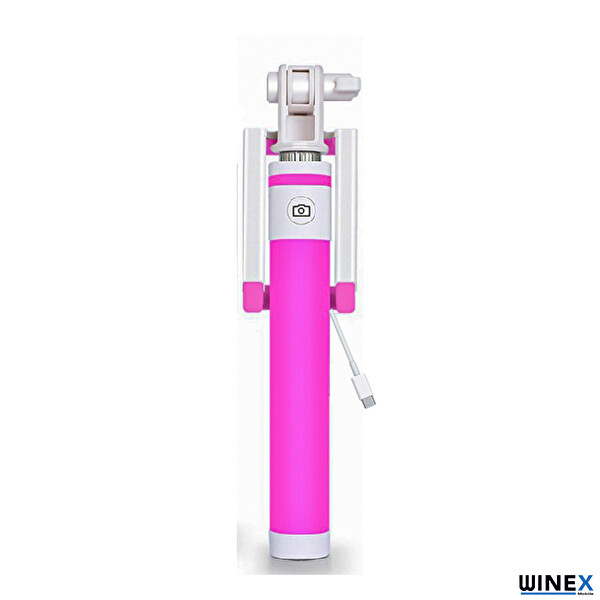 Winex SR342 Katlanabilir Type-C Pembe Selfie Stick Çubuğu