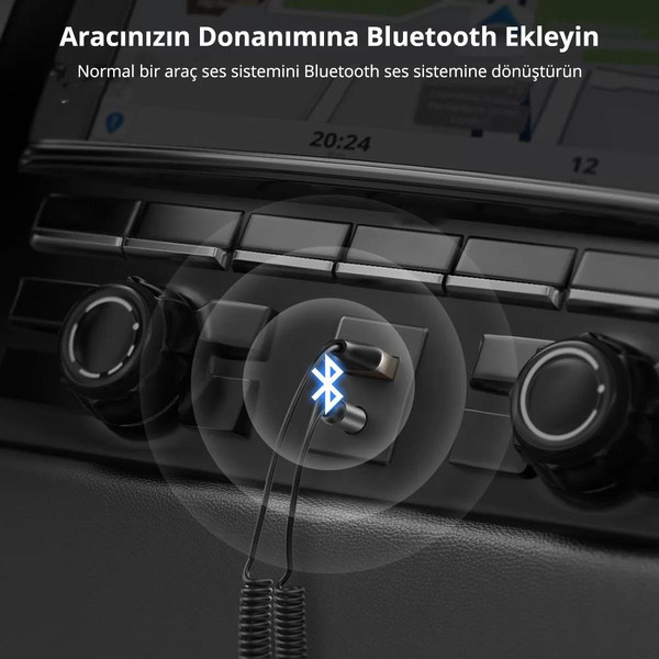Ugreen Mikrofonlu 3.5MM Aux Bluetooth 5.0 Alıcı Adaptör Araç Kiti