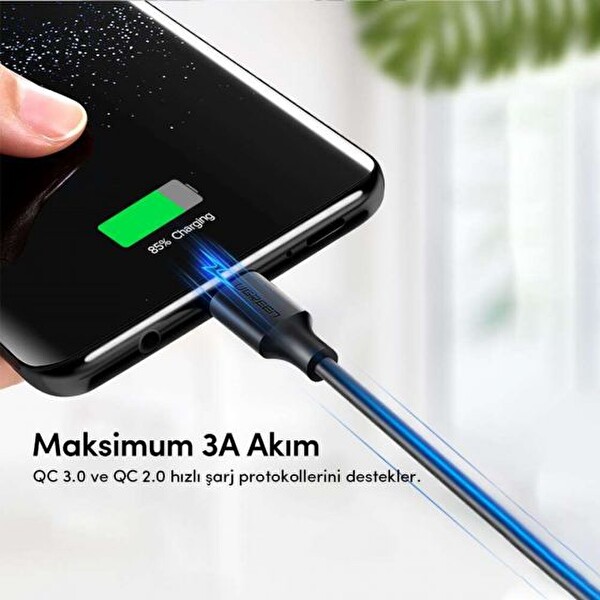 Ugreen USB Type C 1 Metre Beyaz Şarj ve Data Kablosu 2