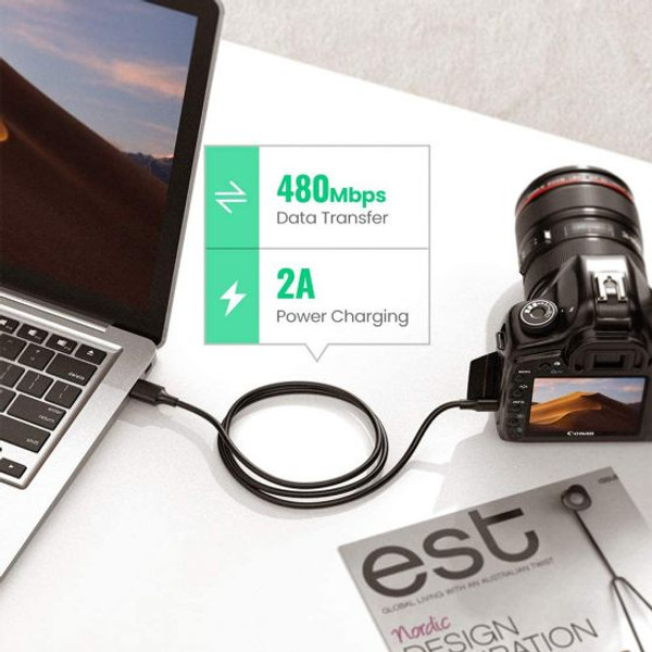 Ugreen Mini USB To USB 2 Metre Data ve Şarj Kablosu