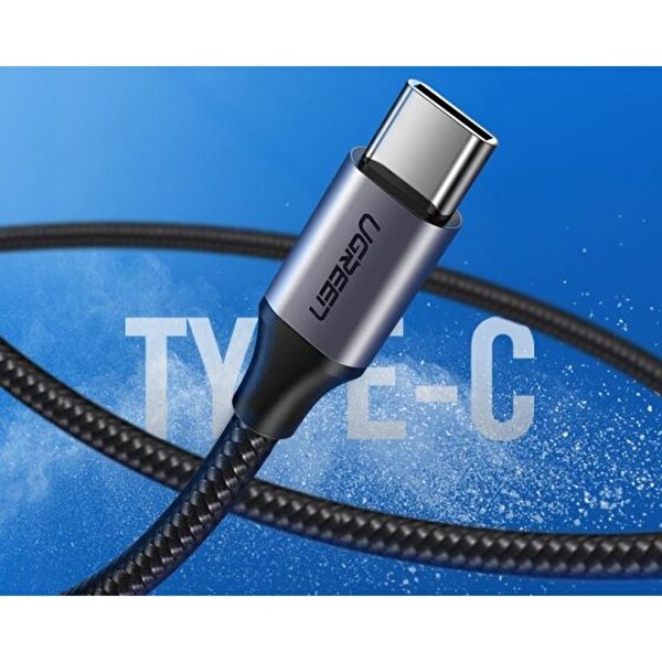 Ugreen Örgülü USB Type-C 1 Metre Beyaz Şarj ve Data Kablosu