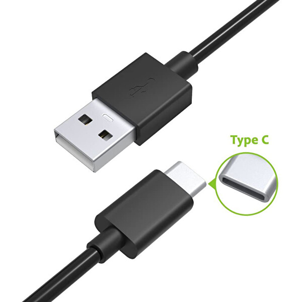 Omars USB Type-C 90 CM Siyah Şarj ve Data Kablosu