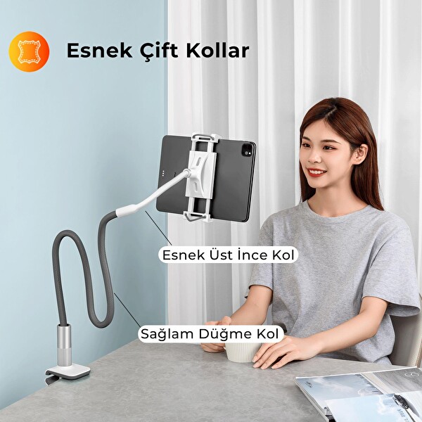 Bix Saiji Datura 2 100 CM Akrobat Flexible Ayarlanabilir Gri Telefon Tablet Tutucu