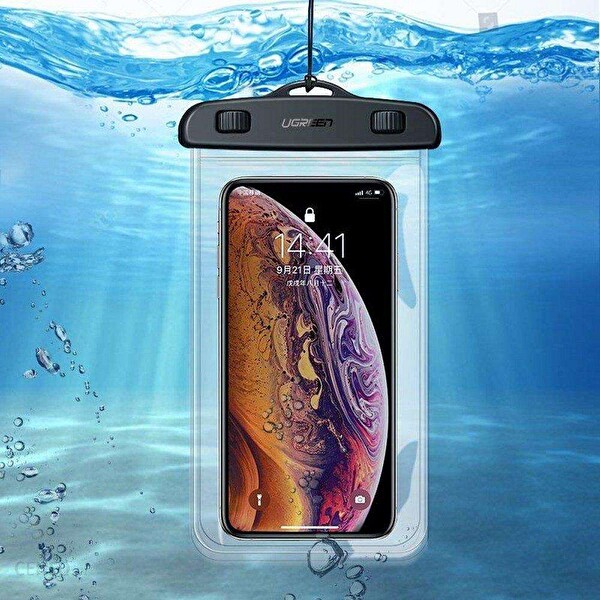 Ugreen 60959 Kilit Mekanizmalı Su Geçirmez Boyun Askılı Şeffaf Telefon Kılıfı