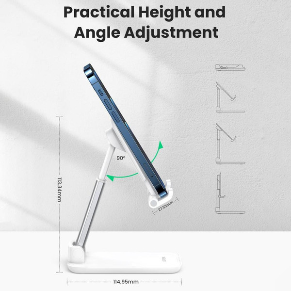 Ugreen 20434 Katlanabilir Çok Açılı Yükseklik Ayarlı Beyaz Telefon Standı