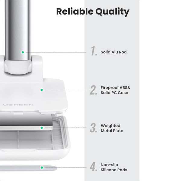 Ugreen 20434 Katlanabilir Çok Açılı Yükseklik Ayarlı Beyaz Telefon Standı