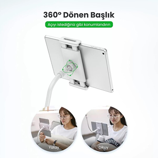 Ugreen Flexible 90 CM Esnek Siyah Yatak ve Masa Telefon Tutucu