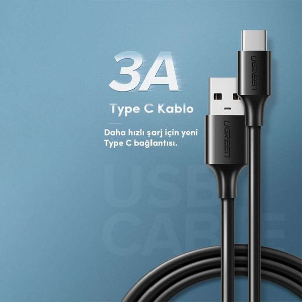 Ugreen USB Type-C 2 M Siyah Şarj Ve Data Kablosu