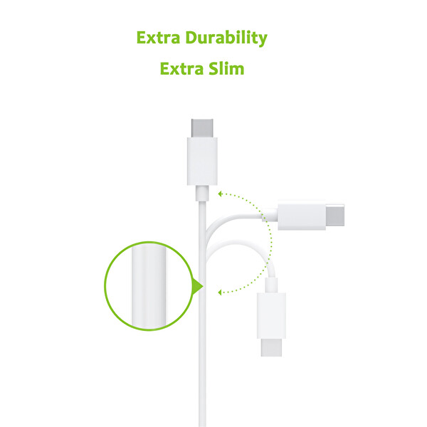 Omars OMTCA100WH USB Type-C 3A 1 M Beyaz Şarj Ve Data Kablosu