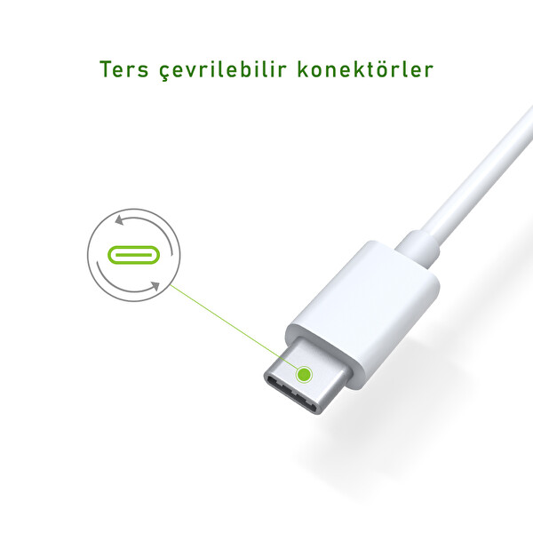 Omars OMTCA100WH USB Type-C 3A 1 M Beyaz Şarj Ve Data Kablosu
