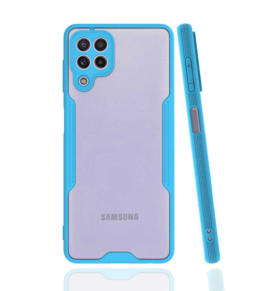 Teleplus Samsung Galaxy A22 4G Kamera Korumalı Parfe Mat Silikon Mavi Kılıf