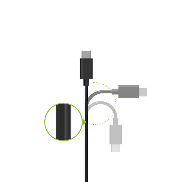 Omars Type-C to Type-C 3A 1 M Siyah Şarj ve Data Kablosu