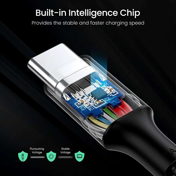 Ugreen Type-C to Type-C 100W 2 M Siyah Hızlı Şarj ve Data Kablosu