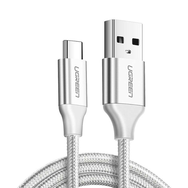 Ugreen Örgülü USB Type-C 25 CM Beyaz Şarj ve Data Kablosu
