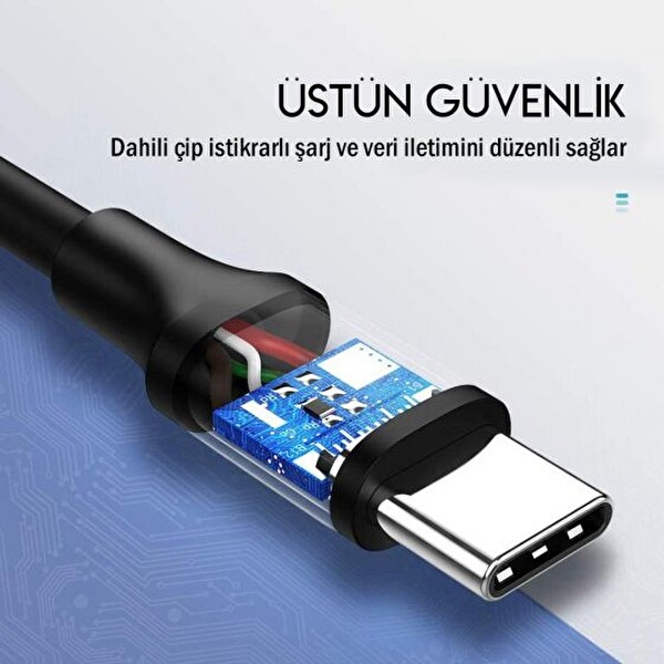 Ugreen Type-C 3A 1 M Siyah Şarj ve Data Kablosu