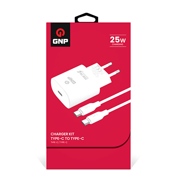 Gnp 25W Type-C Kablo Ve Şarj Cihazı Adaptör Beyaz Set