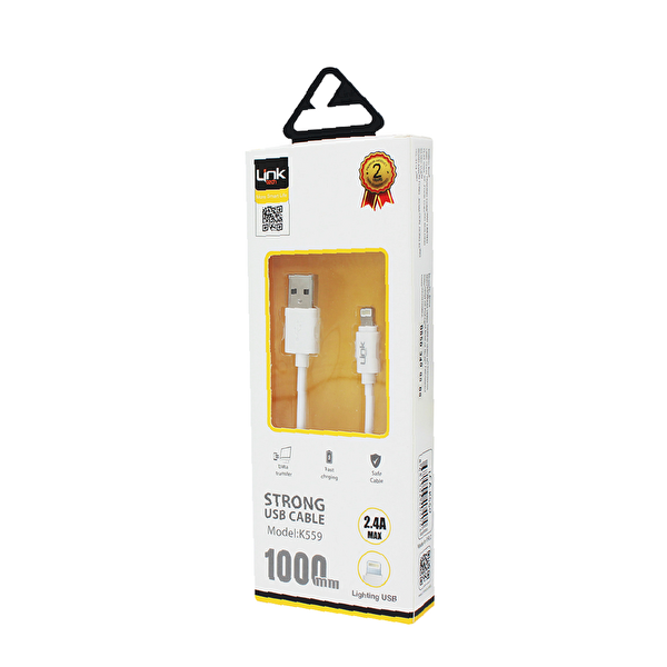 Linktech K559 Lightning iPhone Beyaz Şarj ve Data Kablosu