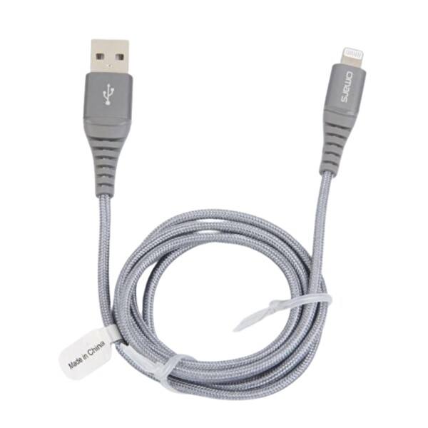 Omars MFI Lightning iPhone 1 M Gri Hızlı Şarj ve Data Kablosu