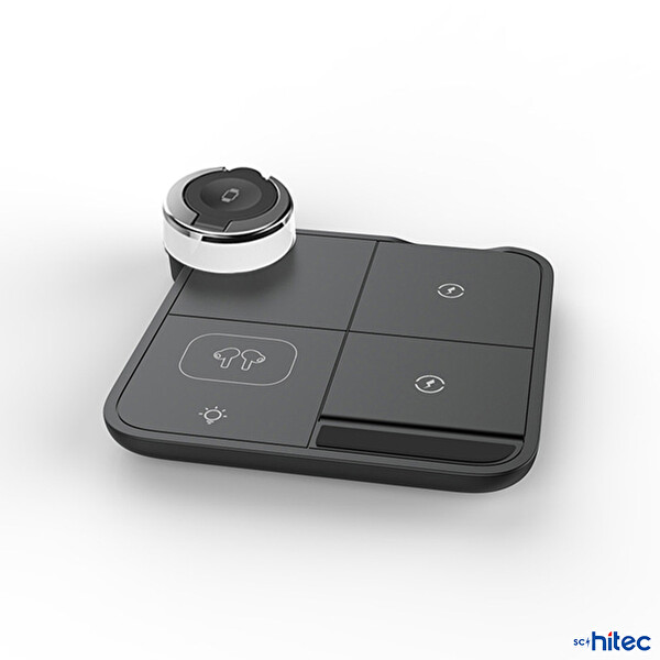 ScHitec 4'ü 1 Arada 18.5 W Kablosuz Wireless Hızlı Şarj Ünitesi ve Siyah Gece Lambası