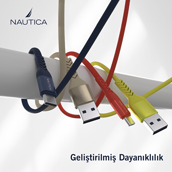 Nautica C20 Type-C To USB-A 22.5W 2.1 M Kırmızı Hızlı Şarj ve Data Kablosu