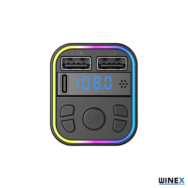 Winex G39 FM Handsfree Bluetooth Modülatör MP3 Player Type-C Çıkışlı Araç Şarj Aleti