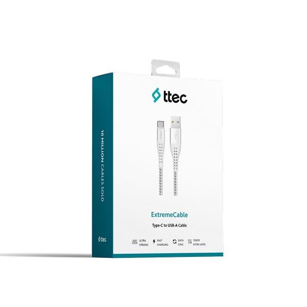 Ttec ExtremeCable 2DKX02CG Ekstra Dayanıklı USB-A USB-C 150 CM Gümüş Şarj Kablosu