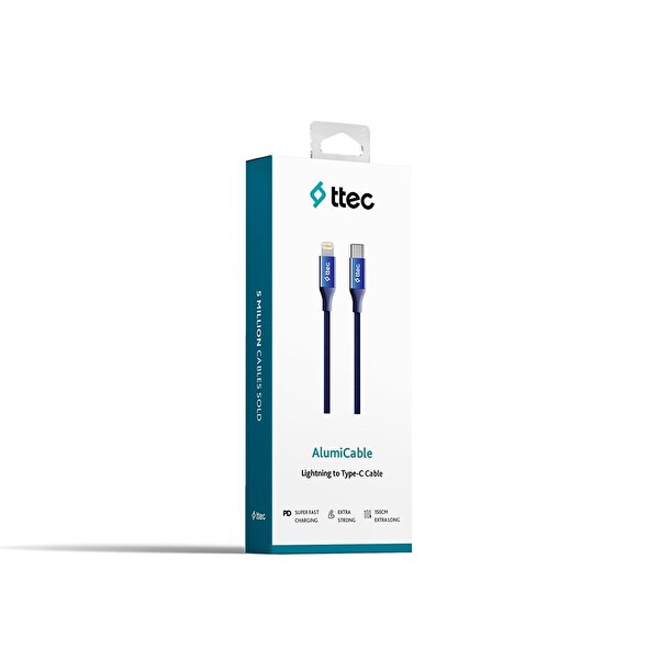 Ttec 2DK41L Alumicable Type-C Lightning 150 CM Lacivert Hızlı Şarj Kablosu