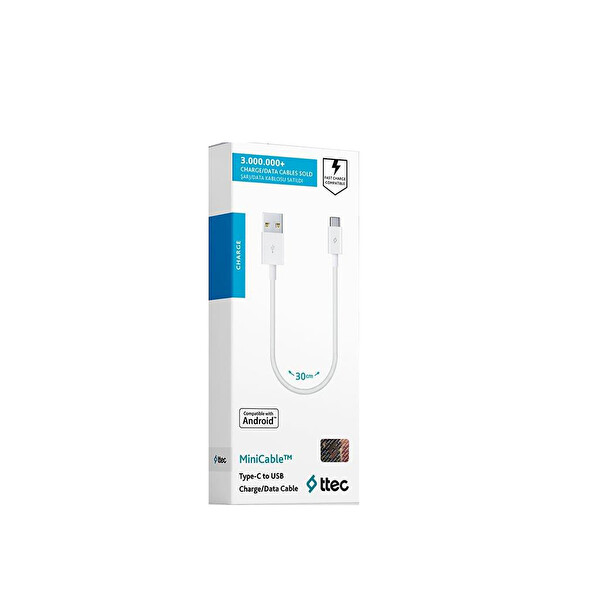 Ttec 2DK7519B 30 CM Beyaz Minicable Type-C Kablo