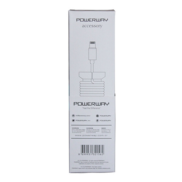Powerway CX10 Apple Lightning Örgülü 1.1 M Beyaz Hızlı Şarj Kablosu