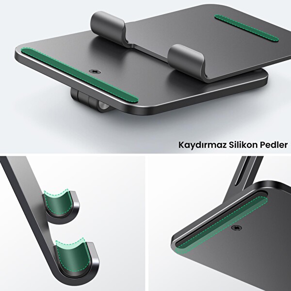 Ugreen 40393 Alüminyum Katlanabilir Masaüstü Antrasit Telefon-Tablet Standı