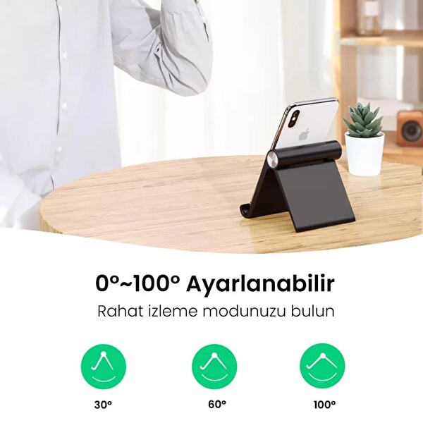 Ugreen 50748 Çok Açılı Masaüstü Siyah Tablet Telefon Standı