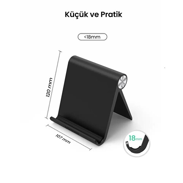 Ugreen 50748 Çok Açılı Masaüstü Siyah Tablet Telefon Standı