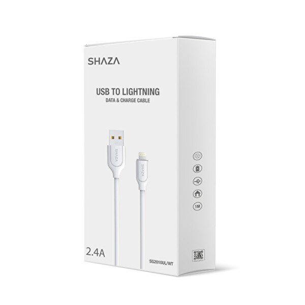 Shaza SG2003UL/WT UBS Lightning 2.4 A 1 M Destekli Şarj ve Data Kablosu