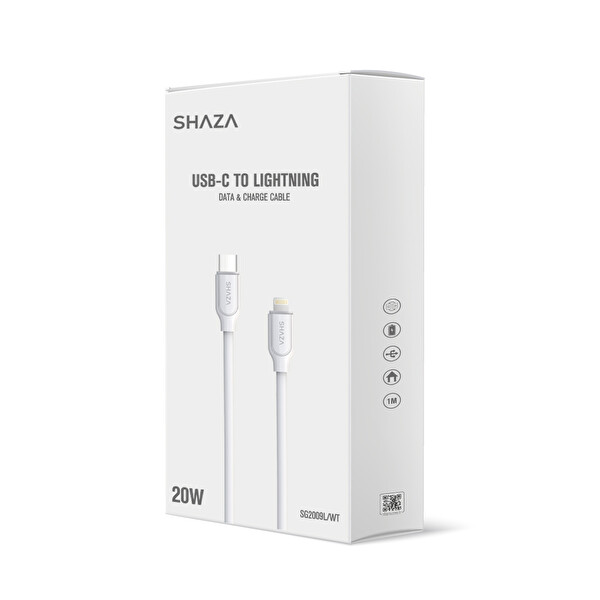 Shaza SG2002L/WT USB C- Lightning 27 W 1 M Destekli Şarj ve Data Kablosu