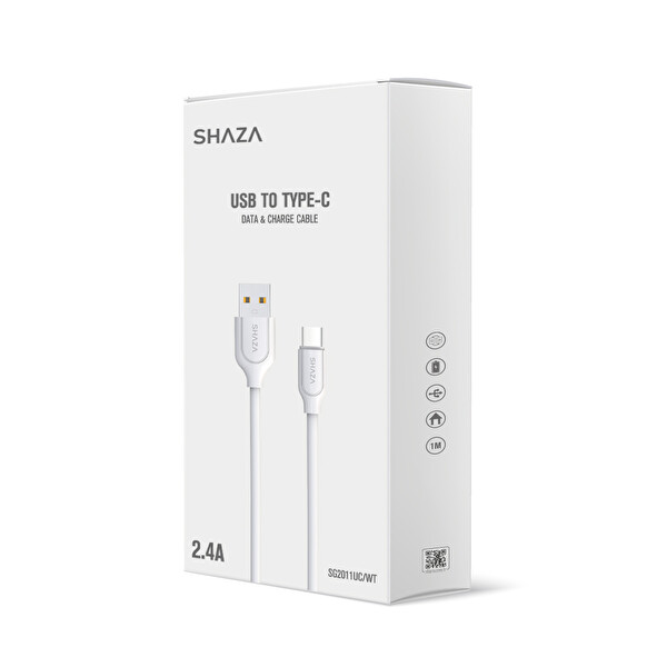 Shaza SG2003UC/WT USB Type C 2.4 A 1 M Destekli Şarj ve Data Kablosu